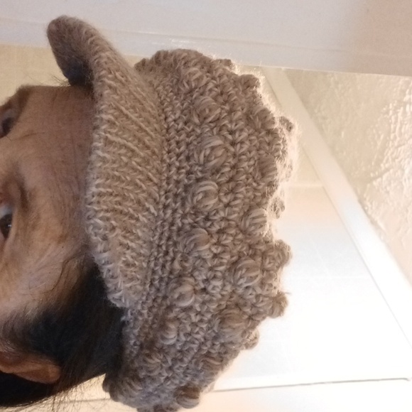 Y2K  Chunky  Chic Crochet 70S Style Fleece Lined Warm Hat - Picture 1 of 3